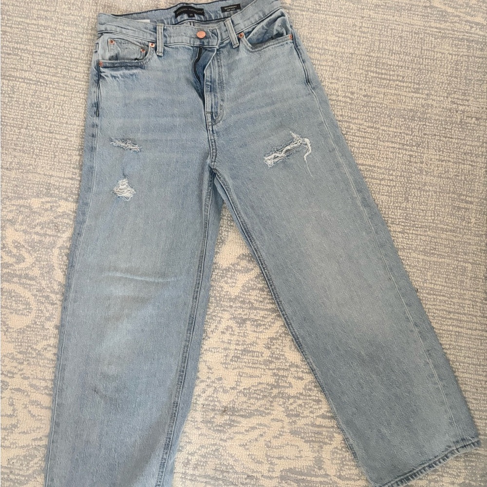 High Rise Light Blue Distressed Jeans